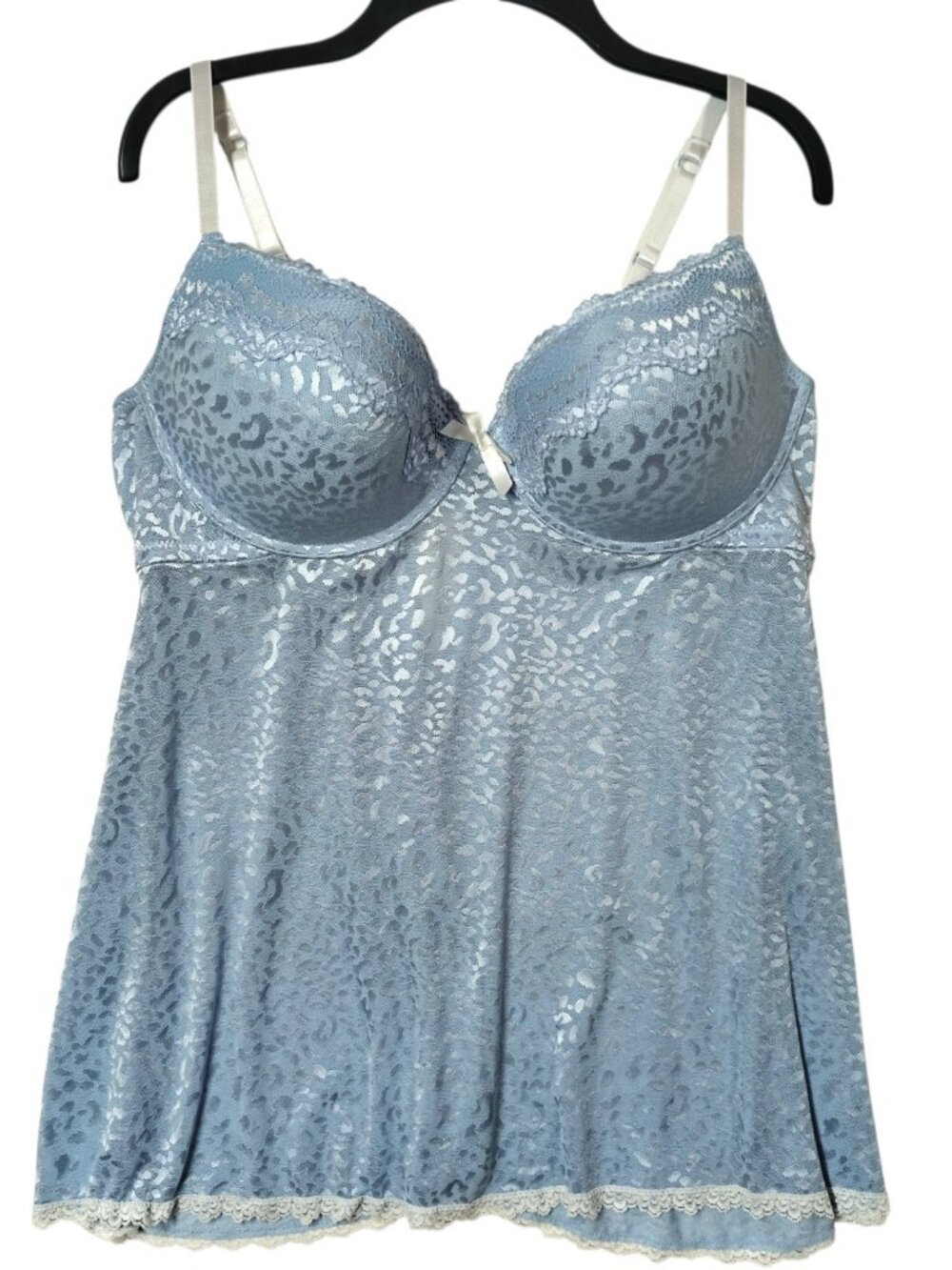 Passion Forever 1X Chemise Lingerie Powder Blue Animal Print Underwire Sexy